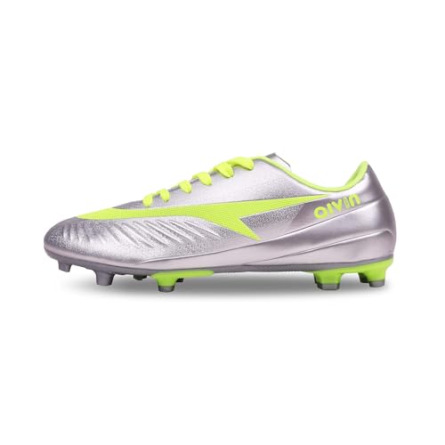 AIVIN FERRO Football Shoes - SILVER/GREEN | Lightweight Comfort & Maximum Grip | Best for Competitive Soccer Players | Sports Cleats | Football Footwear | Football Sports Shoes (Silver/Green, UK Footwear Size System, Adult, Men, Numeric, Medium, 7) - Image 1