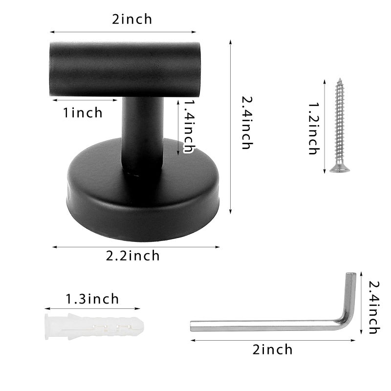 KissDate 4 Pack Towel Hooks, Wall Coat Hook Bathroom Matte Black Robe Hook SUS 304 Stainless Steel Heavy Duty Door Hanger Clothes Cabinet Closet Sponges Hook Shower Robe Hand Hooks for Bathroom - Image 2