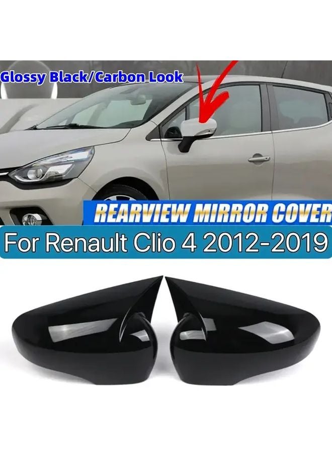 Carbon Look Side Mirror Cover Caps For Renault Clio IV Zoe Captur 2012 2019 - Image 1