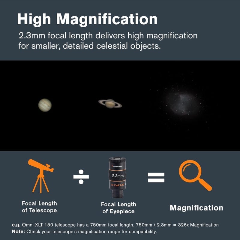 Celestron 93420 سلسلة X-Cel LX - عدسة عينية 1.25 بوصة، 2.3 مم - Image 3