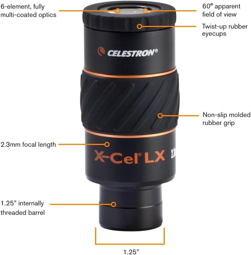 Celestron 93420 سلسلة X-Cel LX - عدسة عينية 1.25 بوصة، 2.3 مم - Image 1