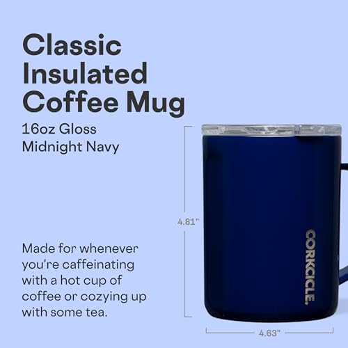 Corkcicle Classic Coffee Mug Triple Insulated Stainless Steel for Travel ShatterProof Lid Keeps Drink Hot Over 3 Hours Holiday Mug Gift Great for Gifting 16 oz Gloss Midnight Navy - Image 3