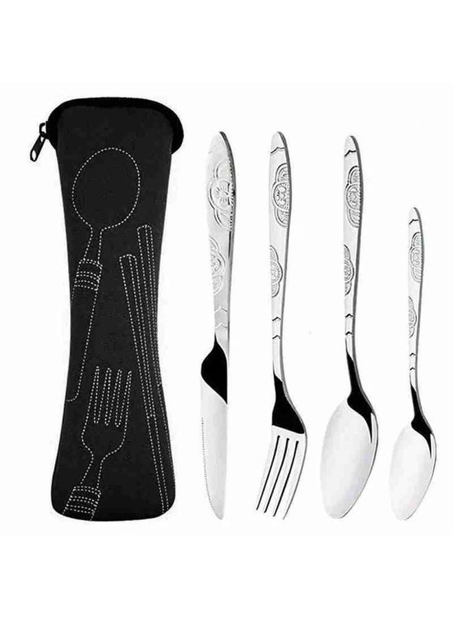 Red Stainless Steel Vintage Cutlery Set Portable Tableware Includes Steak Knife Fork Spoon - Image 5