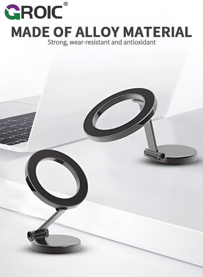 GROIC Car Fits MagSafe Car Mount, Foldable Metal Magnetic Car Phone Mount, Stick On Cell Phone Holder for Car Dash Dashboard MagSafe Accessories for iPhone 15 14 13 12 Pro Max Plus Mini MagSafe Case  - Image 3