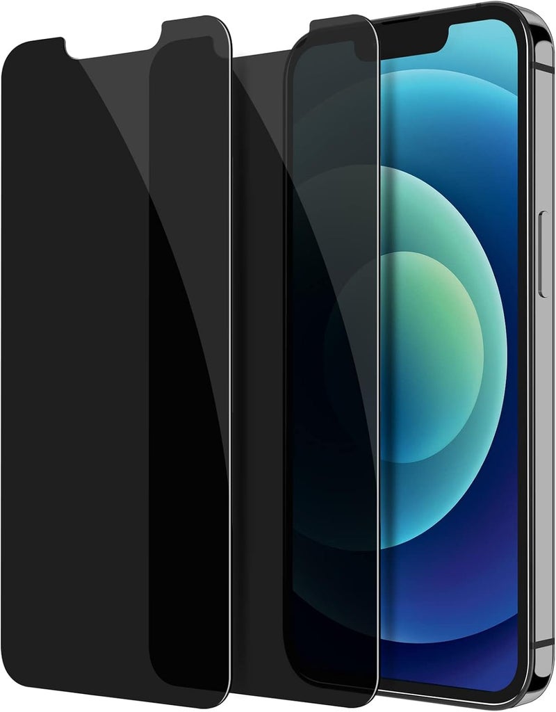 YMHML [2 Pack] Privacy Screen Protector for iPhone 12 / iPhone 12 Pro (6.1 Inch)，Anti-Spy Tempered Glass Bubble Free Case Friendly Scratch Proof - Image 1