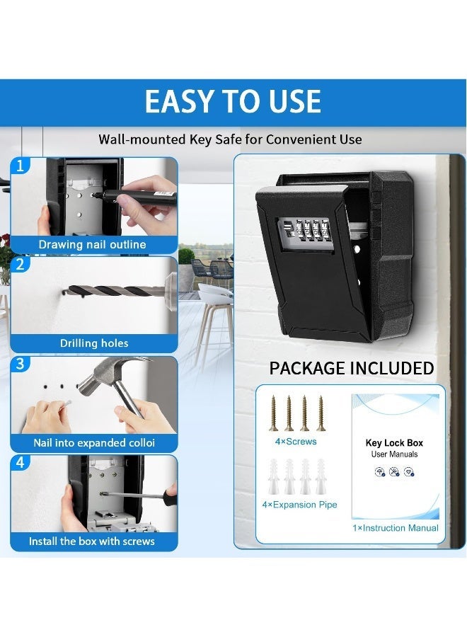 Large Capacity Key Lock Box, Sturdy Waterproof Wall Mount Security Lockbox for House, Garage, Office, Warehouse, Outdoor Key Hider with Code, Secure Storage for Keys - Image 5