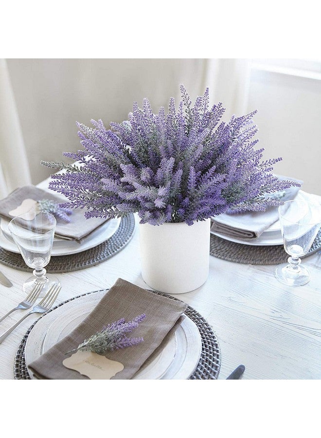 Leyaron 10 Bundles Fake Flowers Artificial Lavender Faux Plastic Plants for Home Decor Wedding Kitchen Garden Patio Porch Window Box Office Table Centerpieces Indoor Outdoor Decorations, Purple - Image 2