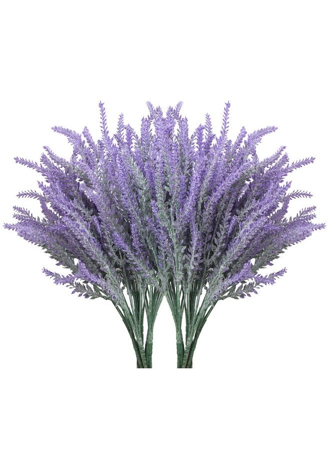 Leyaron 10 Bundles Fake Flowers Artificial Lavender Faux Plastic Plants for Home Decor Wedding Kitchen Garden Patio Porch Window Box Office Table Centerpieces Indoor Outdoor Decorations, Purple - Image 1