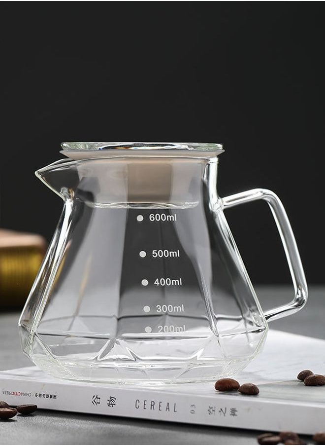 HOOPZOZA Coffee Server High Heat Resistant Glass Coffee Pot with Rubber Lid 600ml for Sharing Coffee  - Image 4