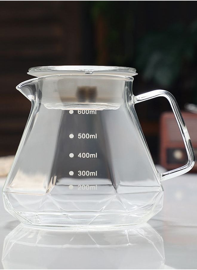 HOOPZOZA Coffee Server High Heat Resistant Glass Coffee Pot with Rubber Lid 600ml for Sharing Coffee  - Image 1