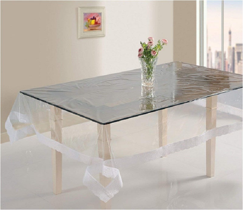 CASANEST PVC Transparent White Rectangular Center Table Cover40x60inch - Image 1