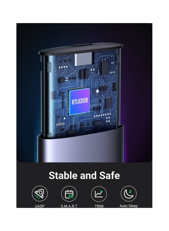 يو جرين محول وقارئ لمحرك أقراص SSD بواجهة M.2 NVMe وساتا، بسرعة 10 جيجابت في الثانية وبمنفذ USB C 3.2 الجيل الثاني - Image 4