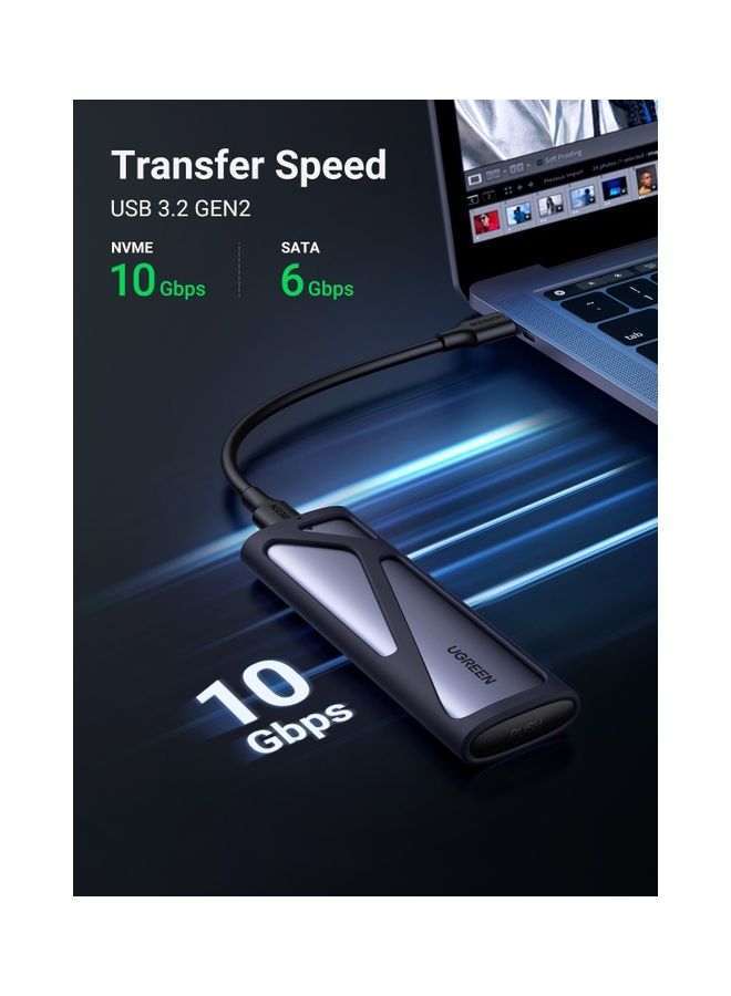 يو جرين محول وقارئ لمحرك أقراص SSD بواجهة M.2 NVMe وساتا، بسرعة 10 جيجابت في الثانية وبمنفذ USB C 3.2 الجيل الثاني - Image 3