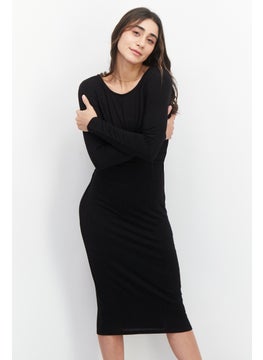 T Tahari Women Plain Midi Dress, Black  - Image 1