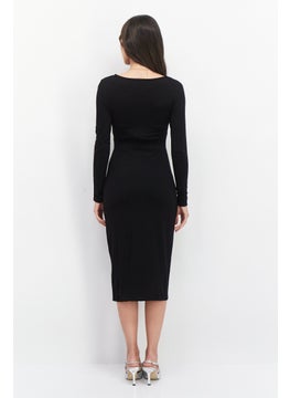 T Tahari Women Plain Midi Dress, Black  - Image 3