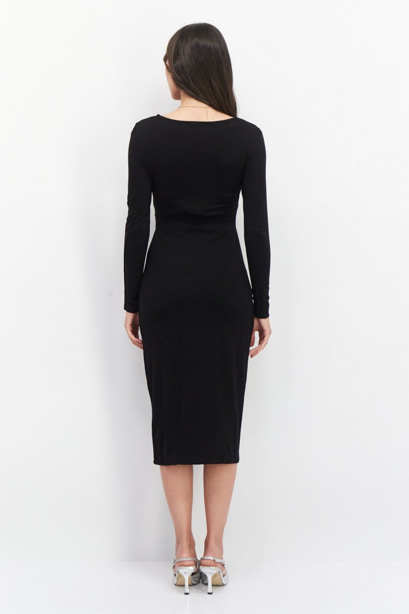 Tahari T Tahari Women Plain Midi Dress, Black - Image 3