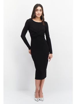 T Tahari Women Plain Midi Dress, Black  - Image 2