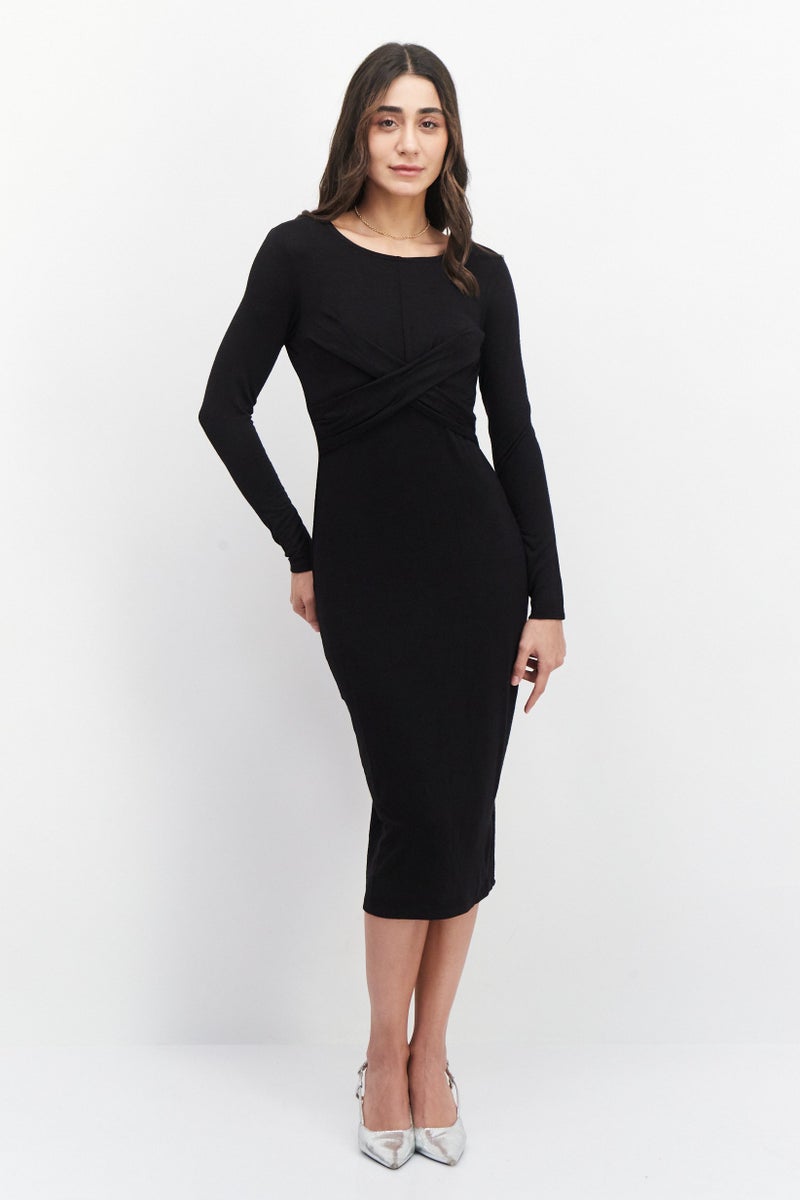 Tahari T Tahari Women Plain Midi Dress, Black - Image 2