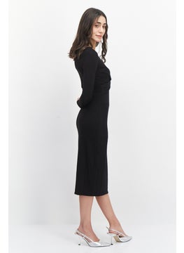 T Tahari Women Plain Midi Dress, Black  - Image 4