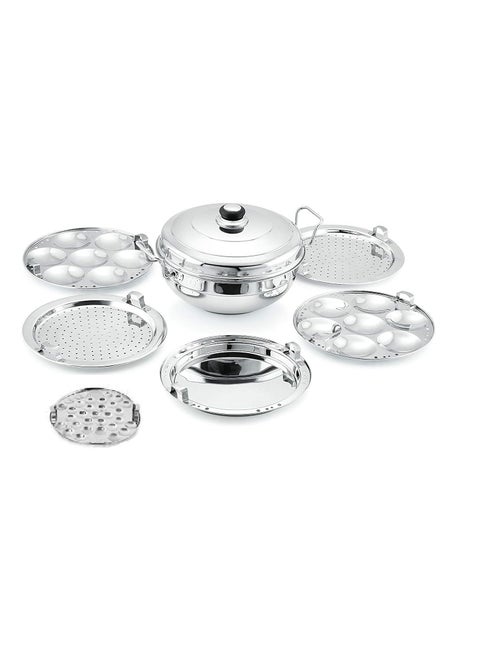 WayMore® Triply Multi Kadai Steamer with Induction & GasTop Compatible 5 Plate 2 Idli | 2 Dhokla | 1 Patra | Momo's | 1 Mini Idli, 28.5 cm Dia)