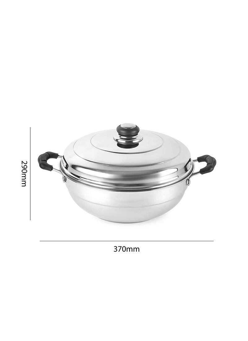 WayMore® Triply Multi Kadai Steamer with Induction & GasTop Compatible 5 Plate 2 Idli | 2 Dhokla | 1 Patra | Momo's | 1 Mini Idli, 28.5 cm Dia)