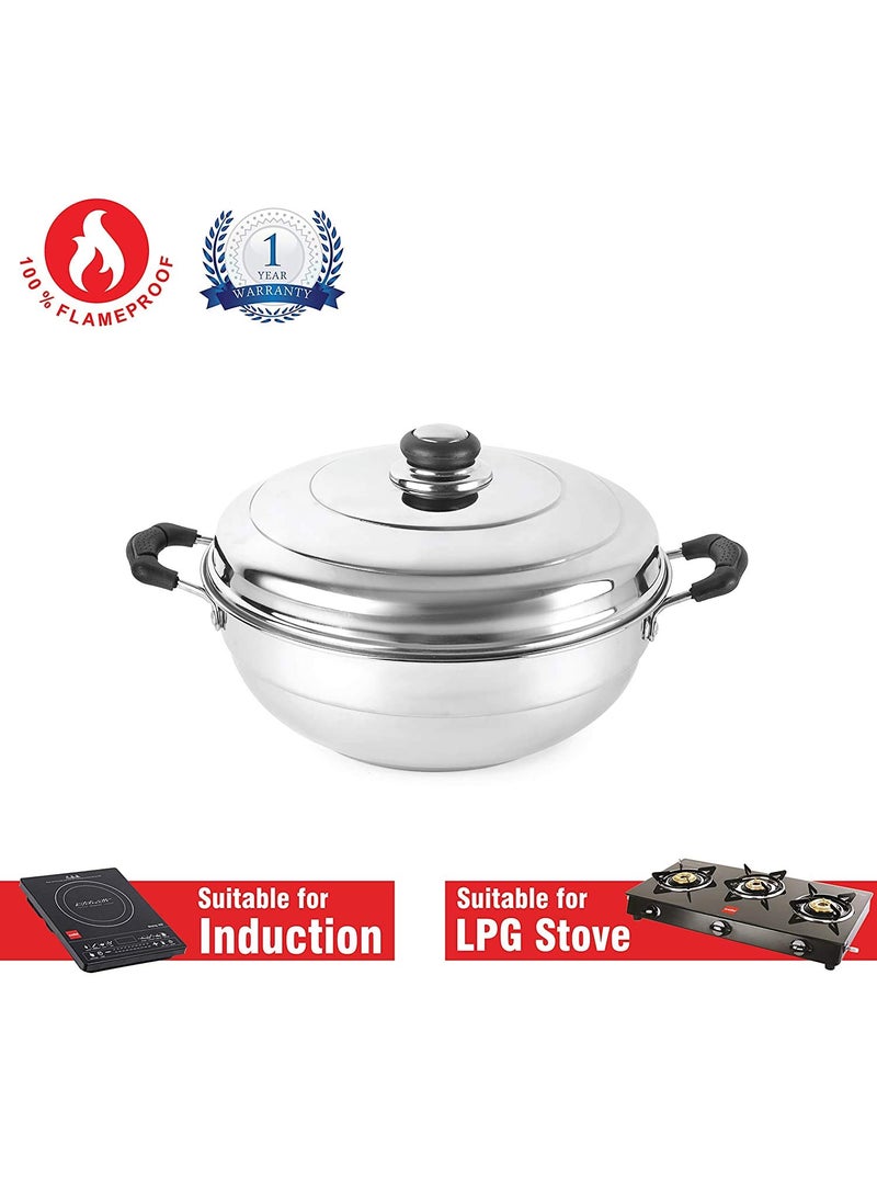 WayMore® Triply Multi Kadai Steamer with Induction & GasTop Compatible 5 Plate 2 Idli | 2 Dhokla | 1 Patra | Momo's | 1 Mini Idli, 28.5 cm Dia)
