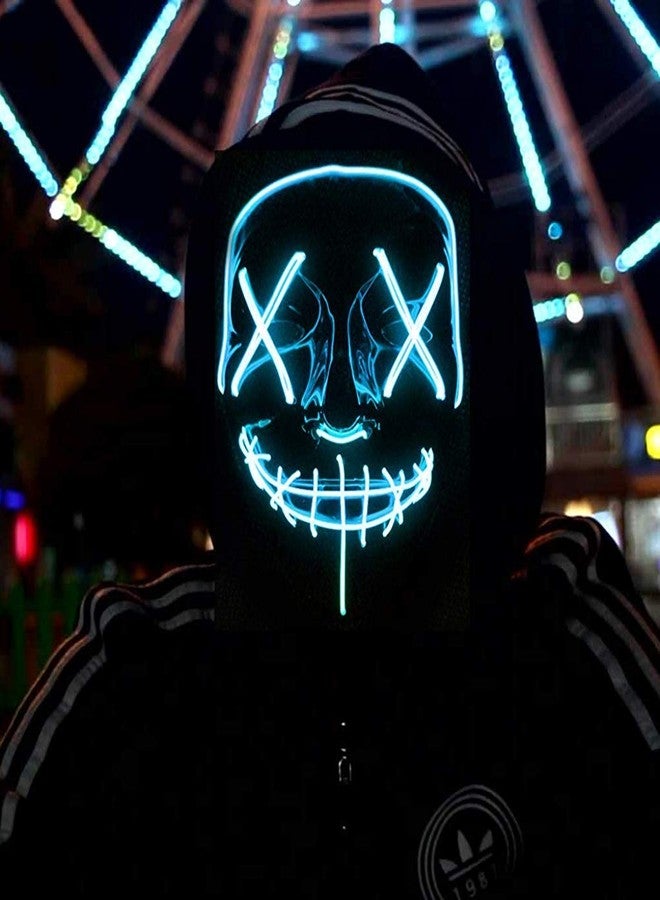 Optifit® Blue Halloween Mask LED Light up Mask for Festival, Cosplay,Costume Party and Decorations - Image 3
