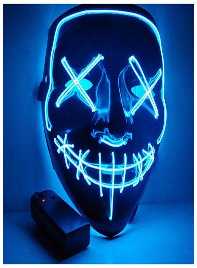 Optifit® Blue Halloween Mask LED Light up Mask for Festival, Cosplay,Costume Party and Decorations - Image 1
