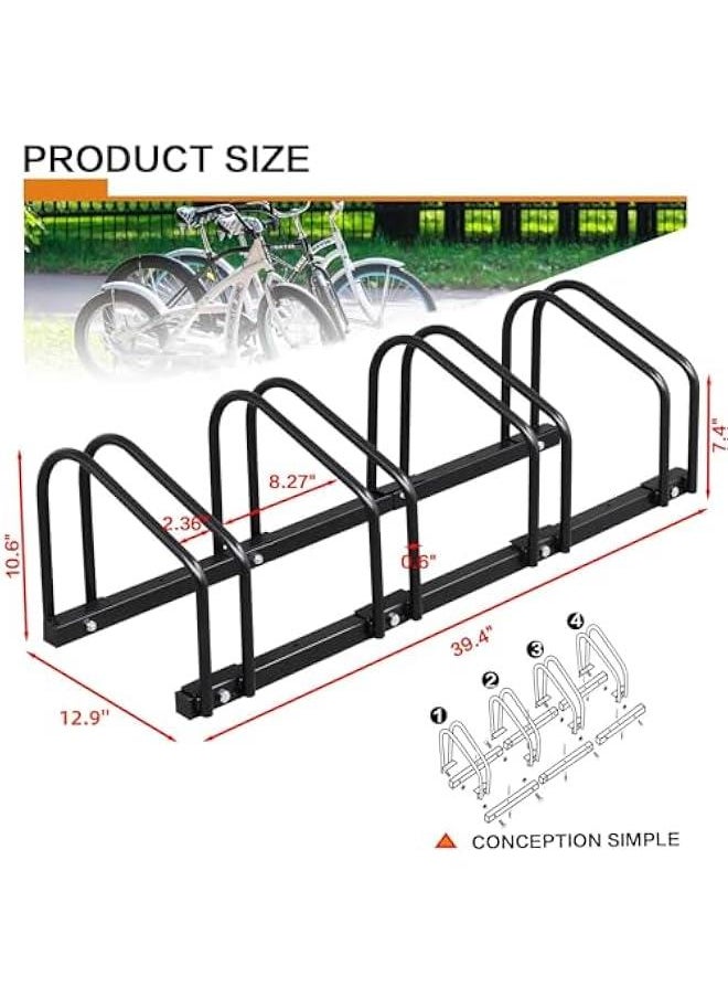 TRASSLE 4 Bike Rack Bicycle Ground Parking Stand,Cycling Floor Adjustable Show Storage Stand Bike Wall-Mounted Garage for Indoor Outdoor and Public Streel Area (4 Bike)  - Image 2