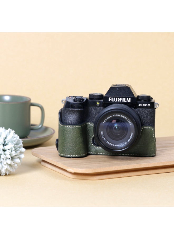 Generic - Fuji Second Generation Protective Case Base Leather Case Accessories Phase Shen Heng-Color:Xs20 Olive Green + Shoulder Strap★ - Image 1