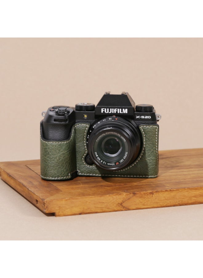 Generic - Fuji Second Generation Protective Case Base Leather Case Accessories Phase Shen Heng-Color:Xs20 Olive Green + Shoulder Strap★ - Image 1