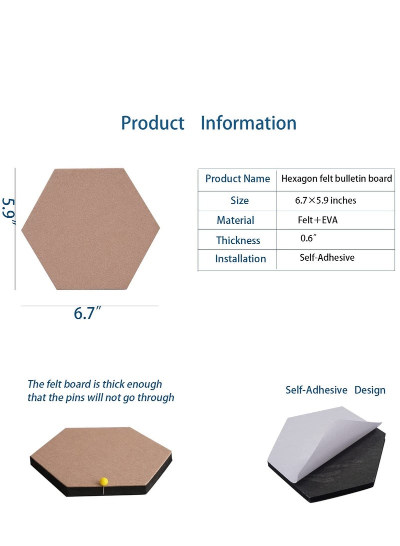 Hexagon Self Adhesive Felt Board Tiles 10Pcs 15cm Perfect for Photos Memos and More - Image 2