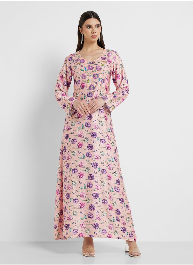 ARABIAN CLOSET Embellished Belted Jalabiya  - Image 4