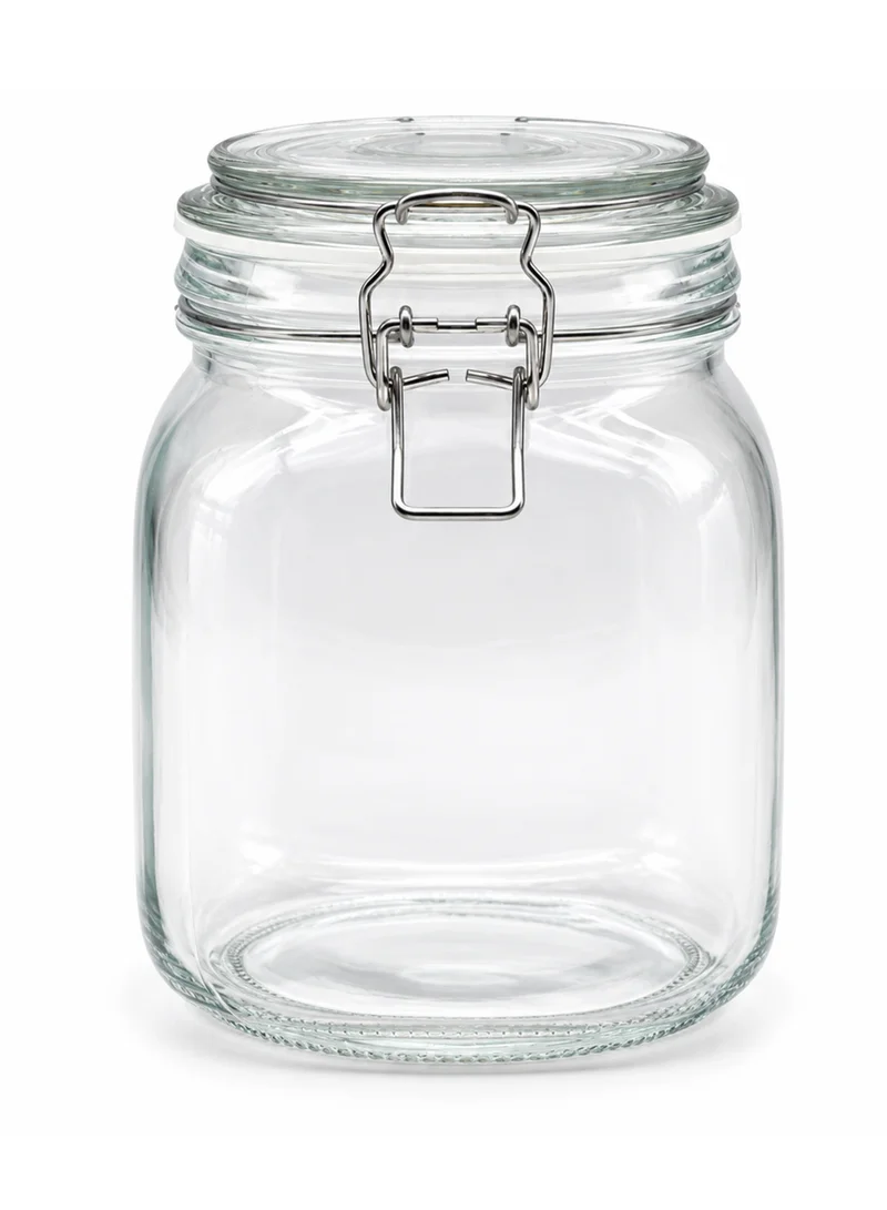 Cuisine Art Cuisine Art Glass Storage Jar with Clip Lid 1000 ml, Clear Glass Food Container with PP Sealing Ring, Clip Top Pantry Canister for Coffee, Sugar, Tea, Cereal, Grains, Nuts & Dry Food, 11.5 x 14.5 cm
