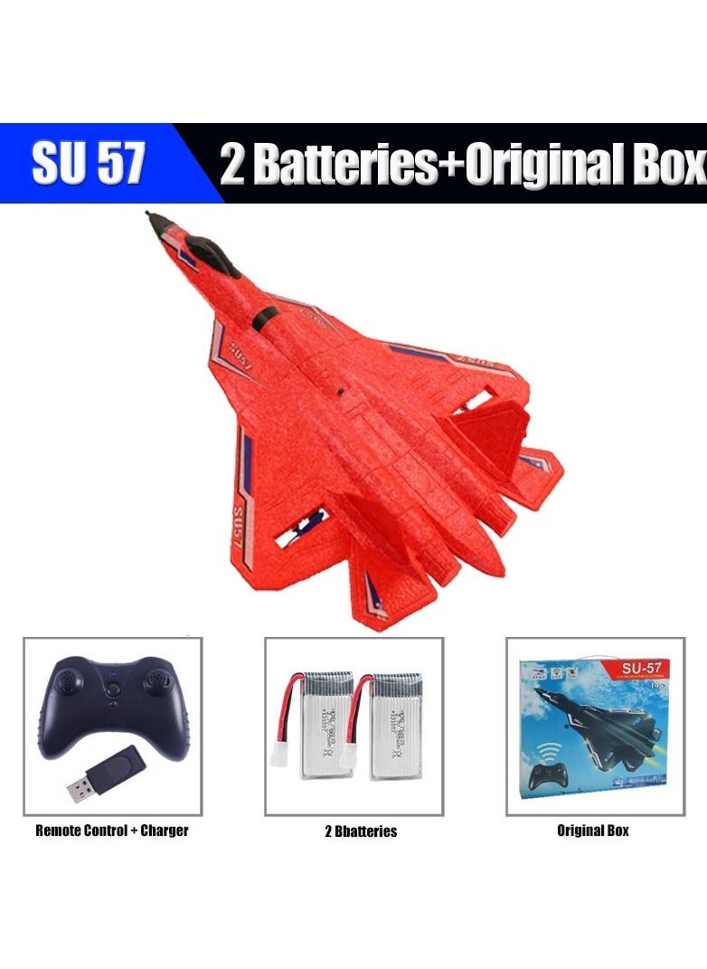 AROAQ SU57 Radio Control Airplane 2.4GHz 2CH RC Plane Built-in Gyro Foam SU30 Electric Remote Control Plane Toys for Children  - Image 1