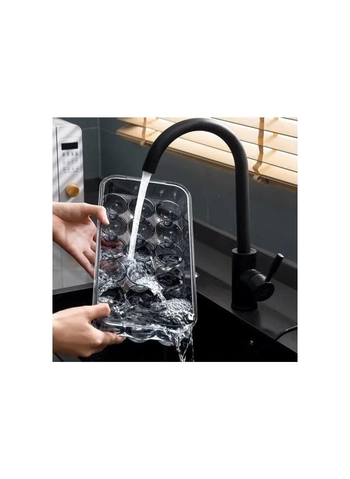 Beauenty - Stackable Organizer Storage Container with Removable Drain Tray,Egg Storage Organiser, Egg Baskets For Kitchen Worktops, Fridge Egg Storage (Transparent, Large) - Image 1