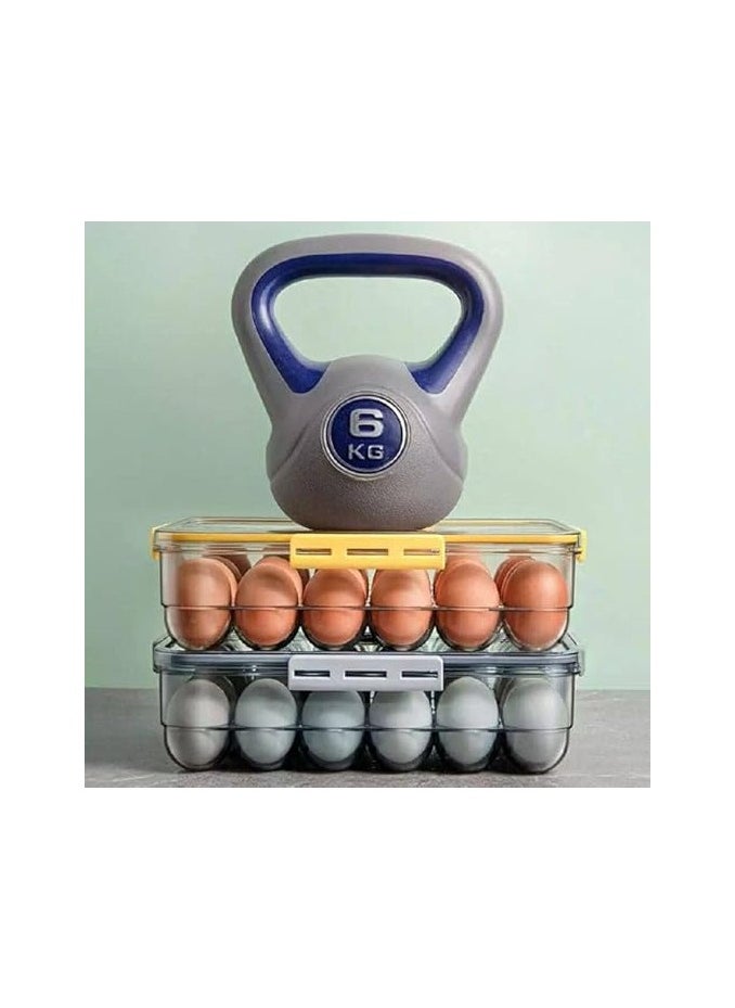 Beauenty - Stackable Organizer Storage Container with Removable Drain Tray,Egg Storage Organiser, Egg Baskets For Kitchen Worktops, Fridge Egg Storage (Transparent, Large) - Image 1
