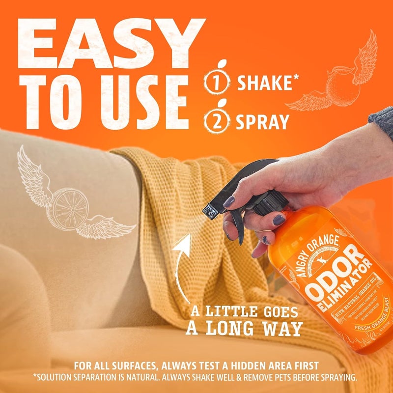 Angry Orange Pet Odor Eliminator for Strong Odor - Citrus Deodorizer for Strong Dog or Cat Pee Smells on Carpet, Furniture & Indoor Outdoor Floors - 2 Pack - Puppy Supplies - Image 3