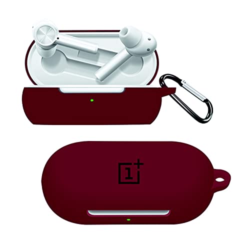 Printme� Silicone Protective Case Cover for OnePlus Earbuds TWS, Anti Fall Anti Dust, with Hook Earphone Case *Case Cover only* (Z, Maroon) - Image 1