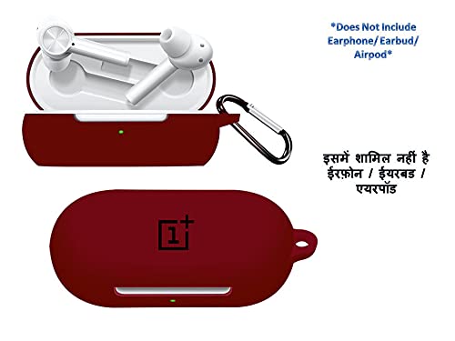 Printme� Silicone Protective Case Cover for OnePlus Earbuds TWS, Anti Fall Anti Dust, with Hook Earphone Case *Case Cover only* (Z, Maroon) - Image 2
