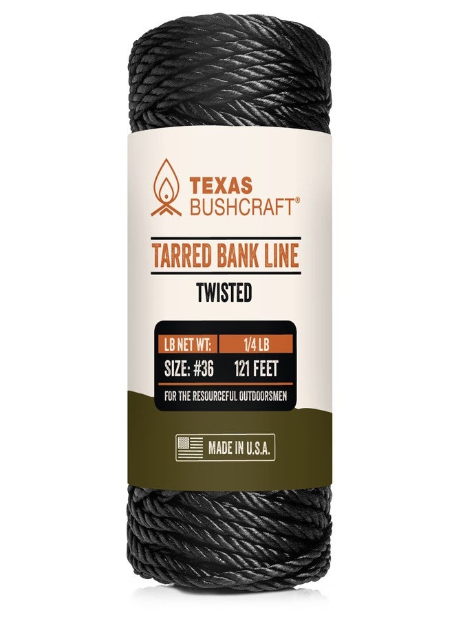 Texas Bushcraft خيط تكساس بوشكرافت المغطى بالقار - خيط نايلون أسود رقم 36 للصيد والتخييم والبقاء على قيد الحياة في الهواء الطلق - حبل قوي ومقاوم للطقس لخط الصيد الطويل (1/4 رطل، ملتوي) - Image 1