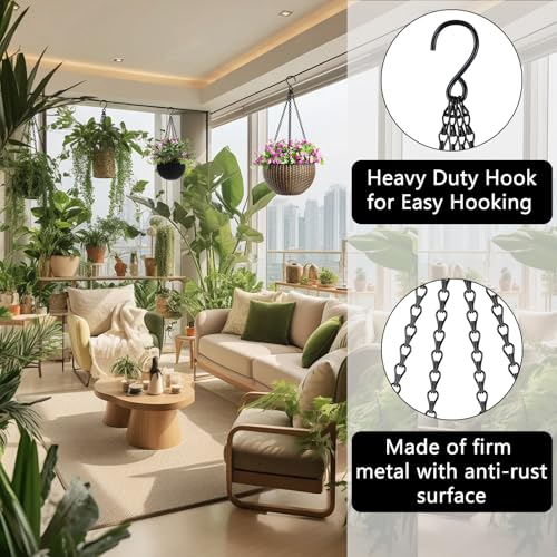 garini 3 Pack, 23 Inch Hanging Baskets Chain, Hanging Chains with Hooks Flower Pot Chain Replacement Plant Hangers for Planters, Bird Feeders and Lanterns(Black)… - Image 3