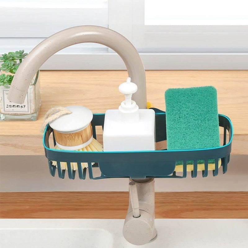 Vroxy Kitchen Accessories Shower Lifting Storage Shower Caddy Tray Hanger Bathroom Sink Drain Rack Faucet Clip Soap Bars Sponge Brush Holder Storage Basket (1Pcs) - Image 3