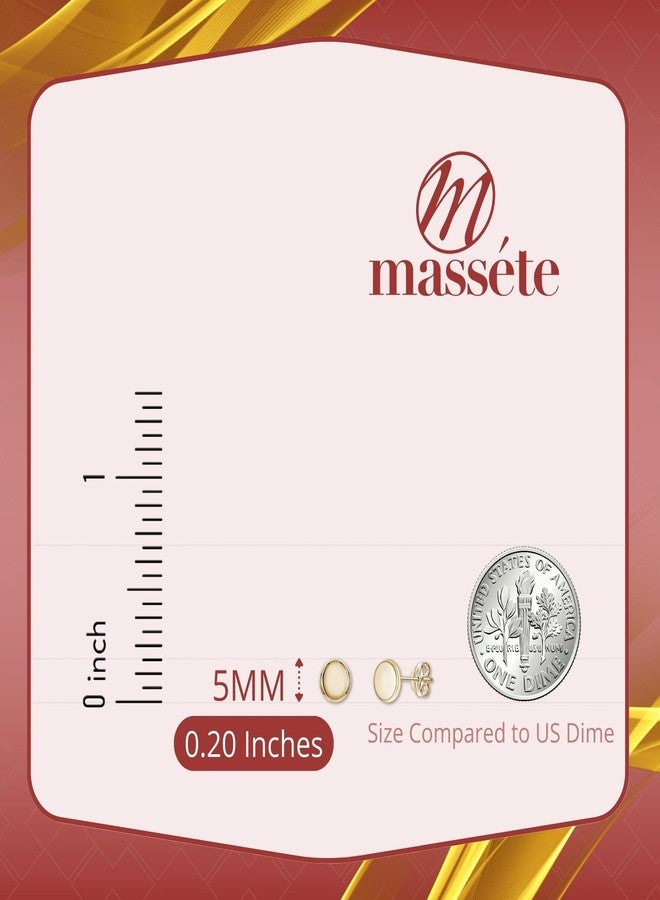 Massete 14k Yellow Gold Button Round Stud Earrings Girls Women Babies - Image 2