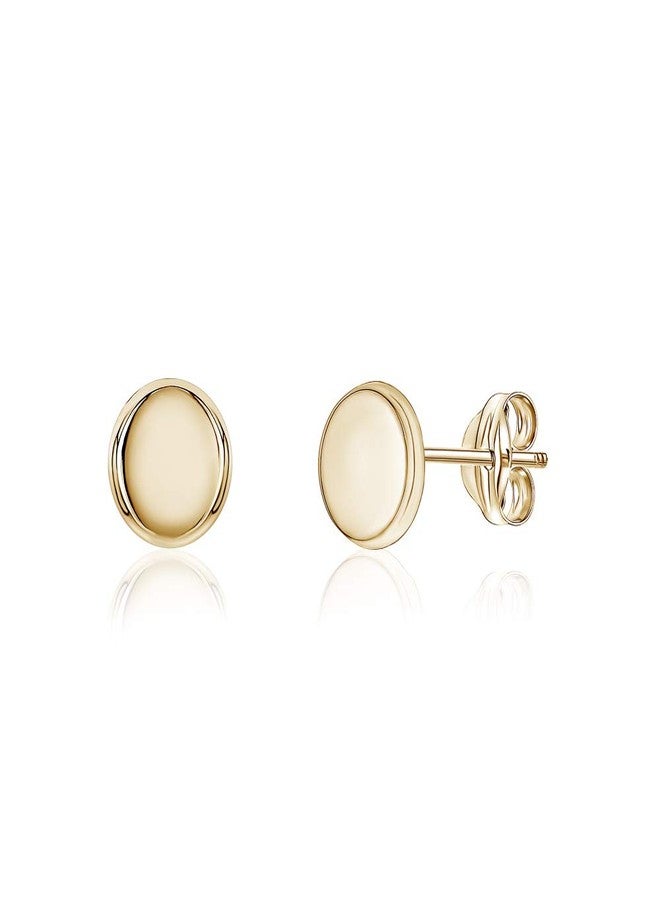 Massete 14k Yellow Gold Button Round Stud Earrings Girls Women Babies - Image 1