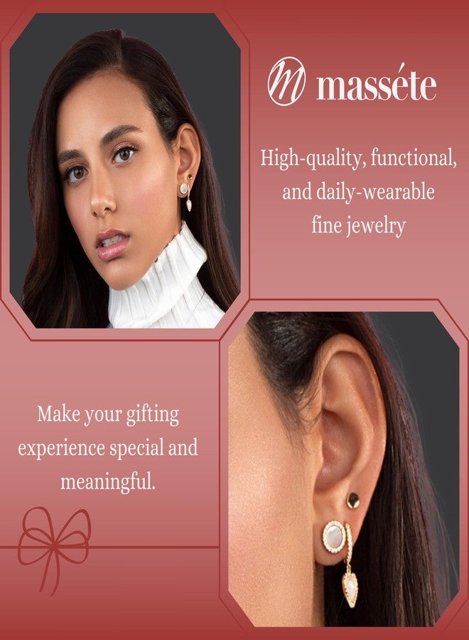 Massete 14k Yellow Gold Button Round Stud Earrings Girls Women Babies - Image 3