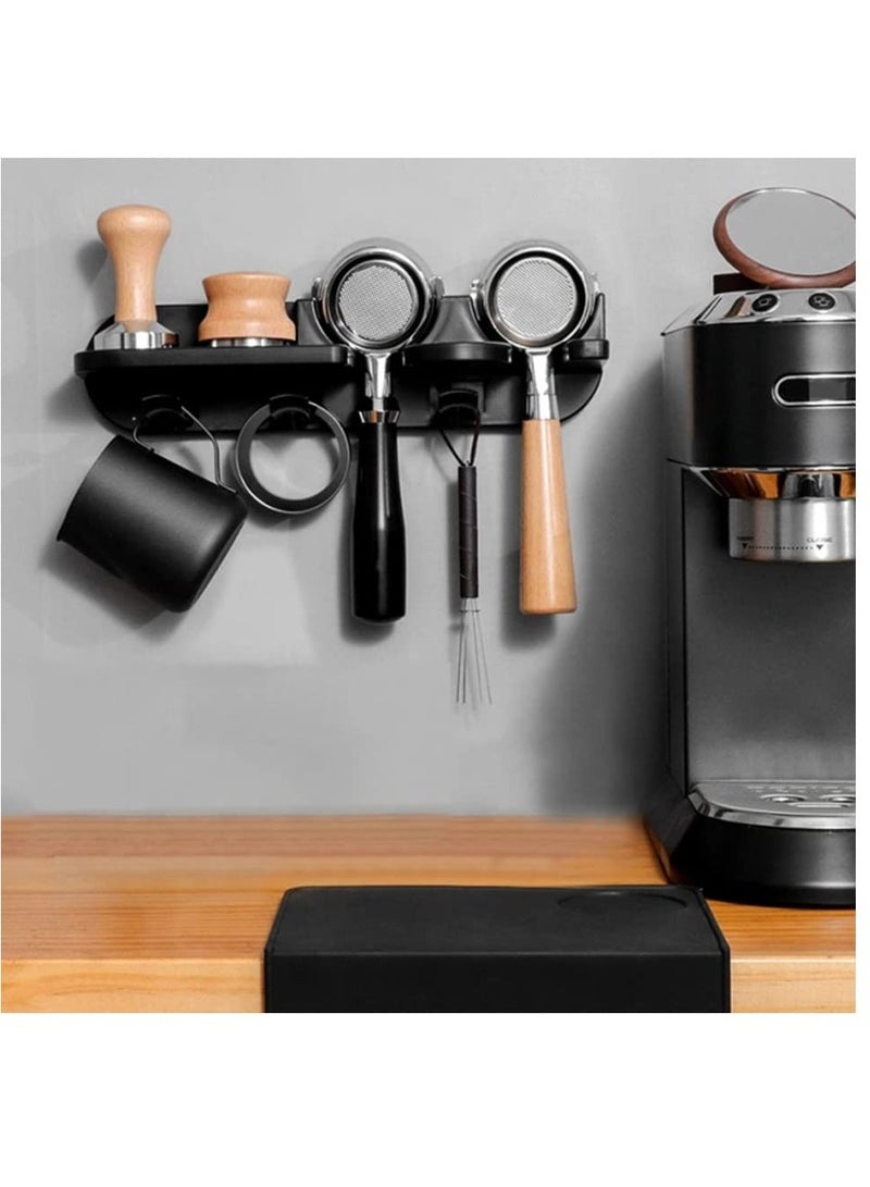 سيوسي محطة حامل مكبس الإسبريسو، منظم محطة القهوة مثبت على الحائط مع رف تخزين مرشح القهوة مقاس 54 مم/2.1 بوصة، مثالي لموزع القهوة والمكبس، رف ملحقات الإسبريسو للمنزل والمكتب - Image 1