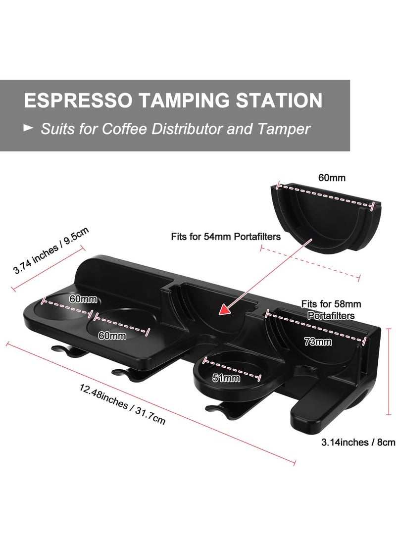 سيوسي محطة حامل مكبس الإسبريسو، منظم محطة القهوة مثبت على الحائط مع رف تخزين مرشح القهوة مقاس 54 مم/2.1 بوصة، مثالي لموزع القهوة والمكبس، رف ملحقات الإسبريسو للمنزل والمكتب - Image 5