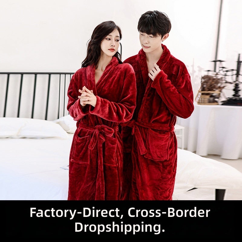 Thick Coral Velvet Bathrobe for Coordinated Household Wear - Image 2
