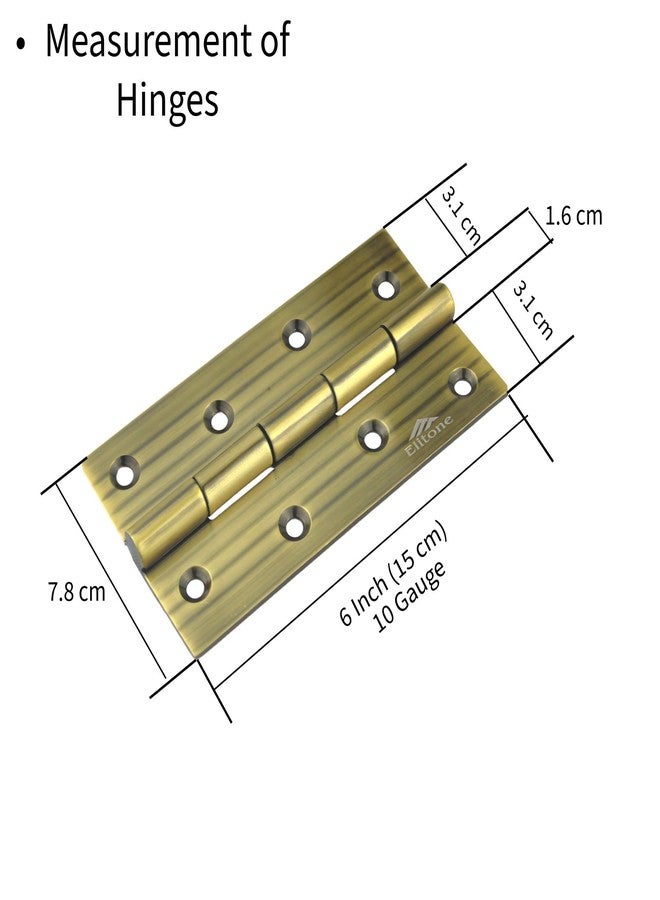 ELITONE Stainless Steel Window & Door Butt Hinges Kabja for Home/Office/Hotel for Main Door/Wooden Door/Kitchen, SS Welded Heads(3 Piece,Linear Antique, 6 Inch × 10 Gauge/3 mm - Image 2